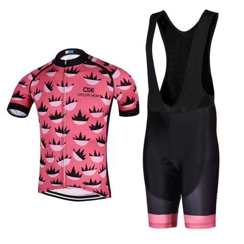 QKI 2017 Edgy Pink Pro Cycling Set With Padded Crotch (Made In Italy)